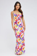Multi Floral Maxi Dress Slip Cami Watercolour Print