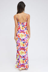 Multi Floral Maxi Dress Slip Cami Watercolour Print