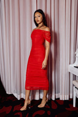 Red Bodycon Dress Mesh