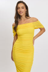 Yellow Bodycon Dress Mesh