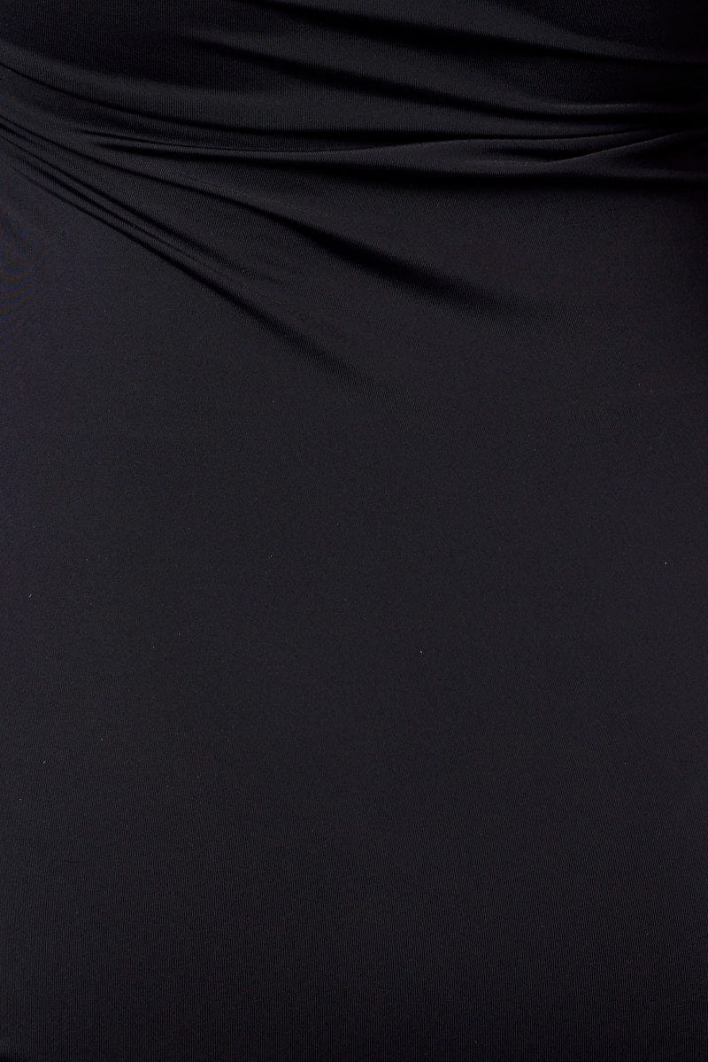 Black Maxi Dress Strappy Flared Sleeve Bodycon Dress