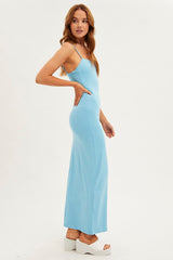 Blue Supersoft Bodycon Maxi Dress