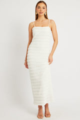 White Bodycon Dress Textured Midi