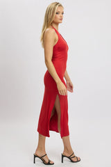 Red Bodycon Dress Halter Neck