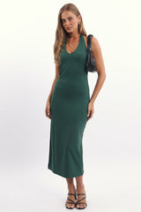 Green Bodycon Dress Halter Neck
