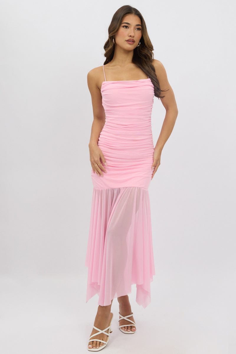 Pink Bodycon Dress Singlet Maxi