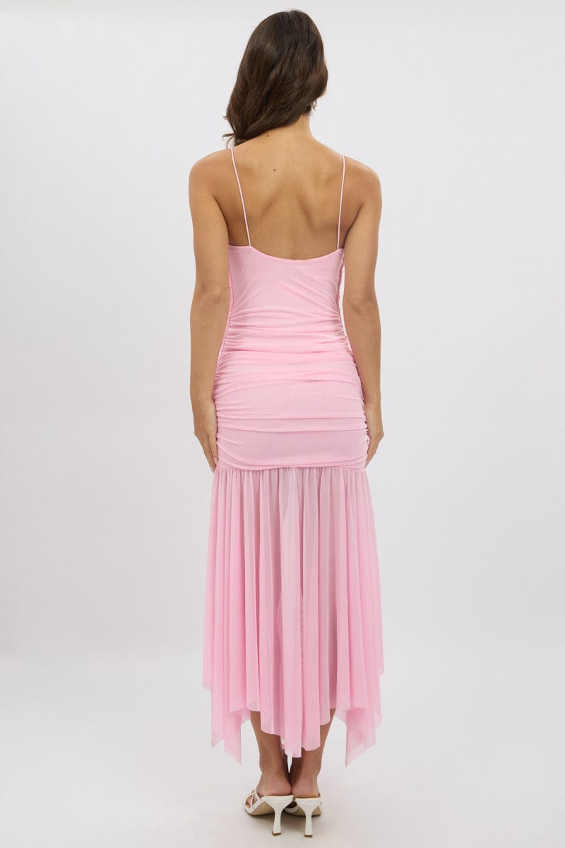 Pink Bodycon Dress Singlet Maxi