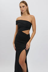 Black Bodycon Dress One Shoulder Maxi