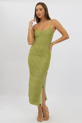 Green Bodycon Dress Sleeveless Midi