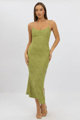 Green Bodycon Dress Sleeveless Midi