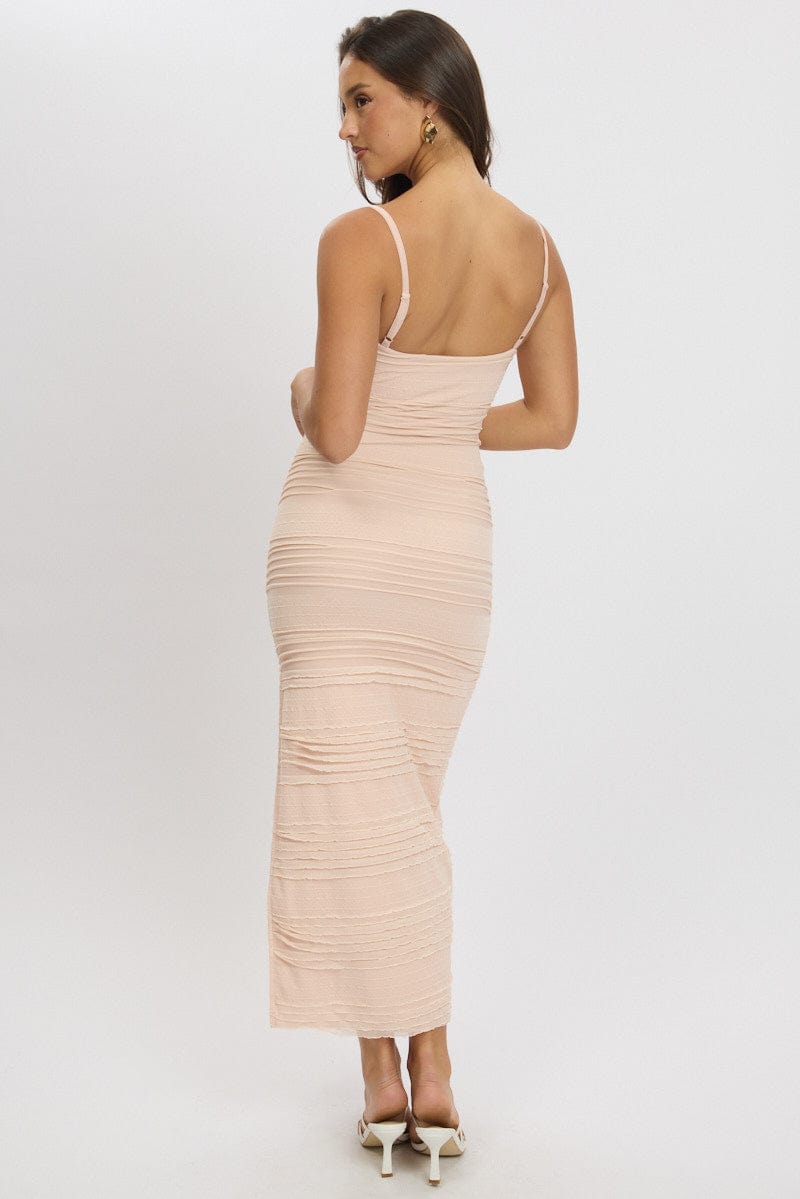 Orange Bodycon Dress Sleeveless Midi