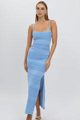 Blue Bodycon Dress Sleeveless Midi