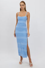 Blue Bodycon Dress Sleeveless Midi