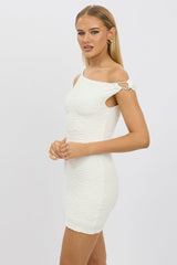 White Bodycon Dress Textured Mini