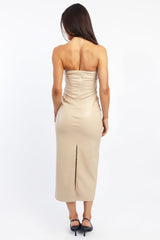 Beige Bodycon Dress Midi