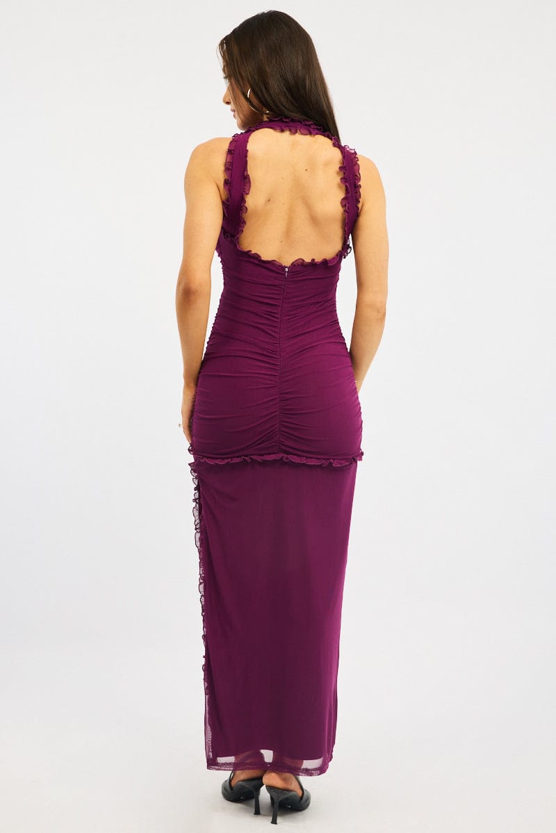Purple Bodycon Dress Maxi