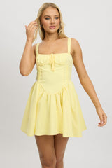 Yellow Fit And Flare Dress Corset Detail Mini