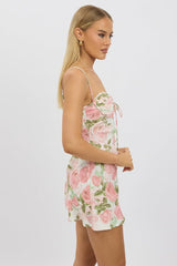 Pink Floral Mini Dress Strappy