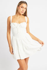 White Fit And Flare Dress Mini