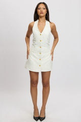 White Halter Neck Min Dress