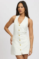 White Halter Neck Min Dress