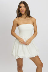 White Bubble Mini Dress Strapless