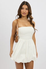 White Bubble Mini Dress Strapless