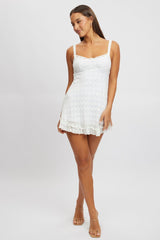 White Fit And Flare Dress Lace Fabric
