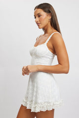 White Fit And Flare Dress Lace Fabric