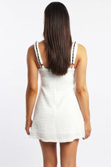 White Mini Dress Lace Trim Sleeveless