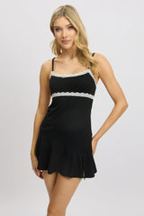 Black Mini Dress Lace Trim