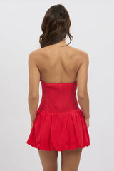 Red Bubble Dress Strapless Mini