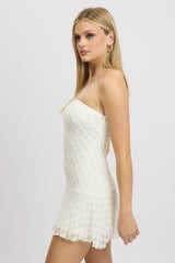 White Mini Dress Strapless Lace