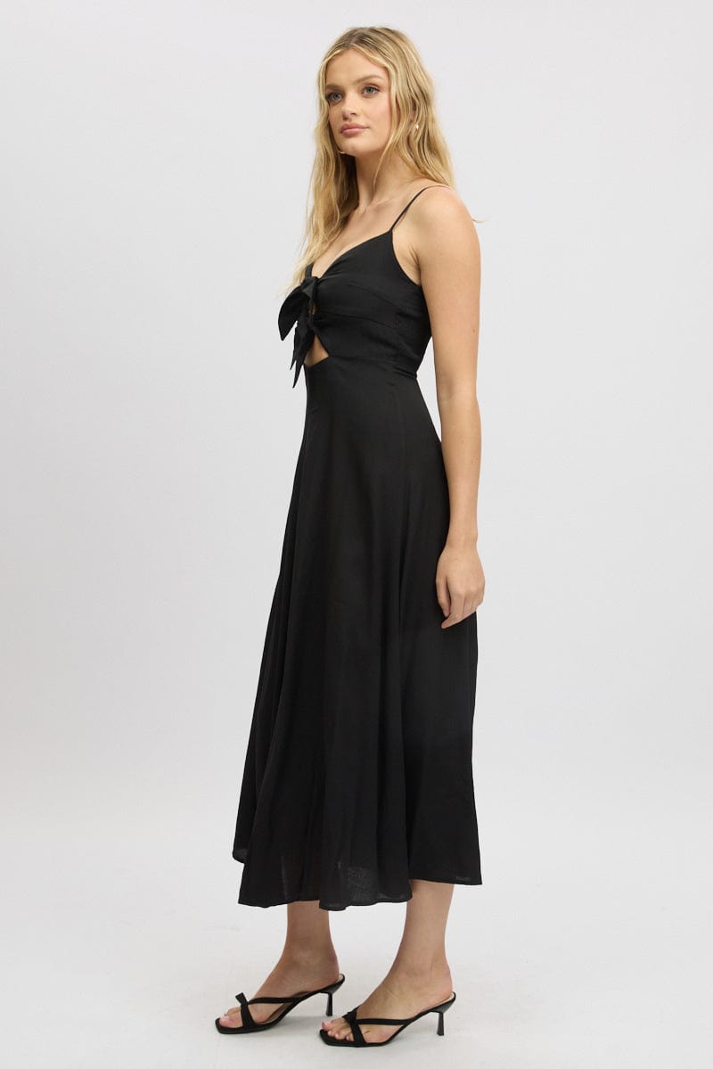 Black Maxi Dress Tie Detail Strappy
