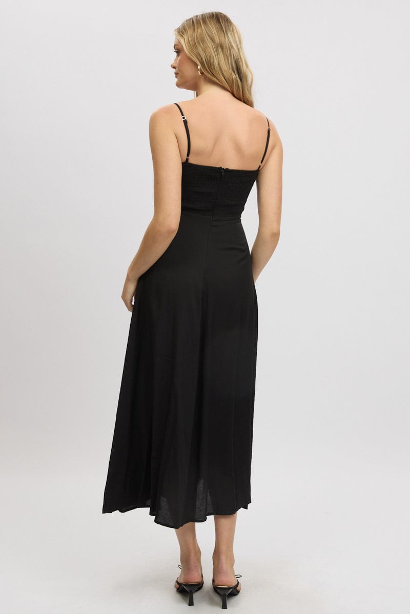 Black Maxi Dress Tie Detail Strappy
