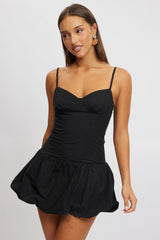 Black Bubble Dress Mini Strappy