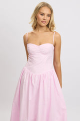 Pink Midi Dress Corset Bust