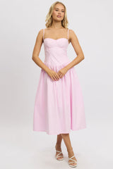 Pink Midi Dress Corset Bust