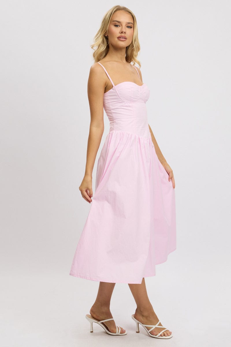 Pink Midi Dress Corset Bust