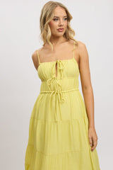 Yellow Maxi Dress Ruched Detail