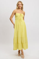 Yellow Maxi Dress Ruched Detail