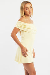 Yellow Asymmetric Mini Dress