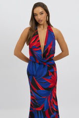 Black Floral Cowl Neck Maxi Dress
