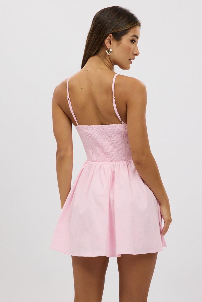 Pink Fit And Flare Dress Mini