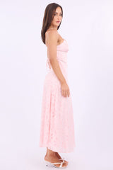 Pink Maxi Dress Jacquard Lace
