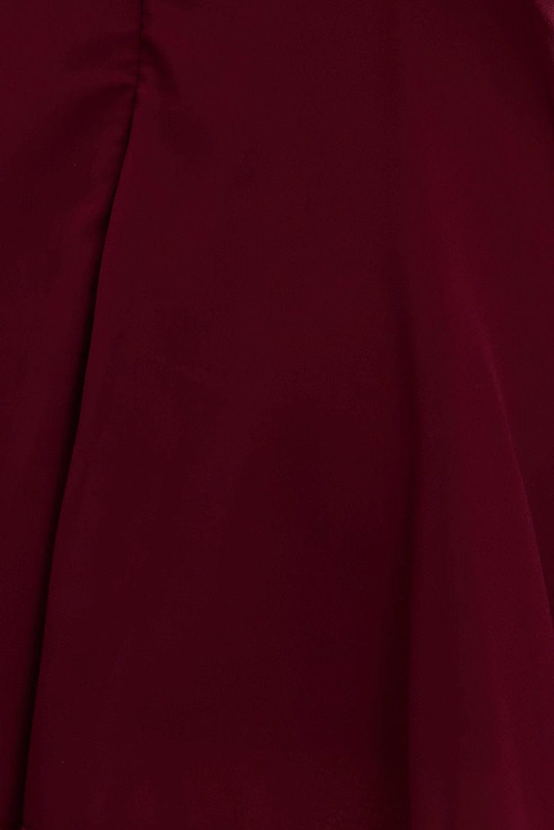 Red Mini Dress Ruffle Detail Chiffon