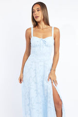 Blue Midi Dress Burn Out