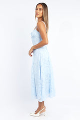 Blue Midi Dress Burn Out