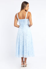 Blue Midi Dress Burn Out