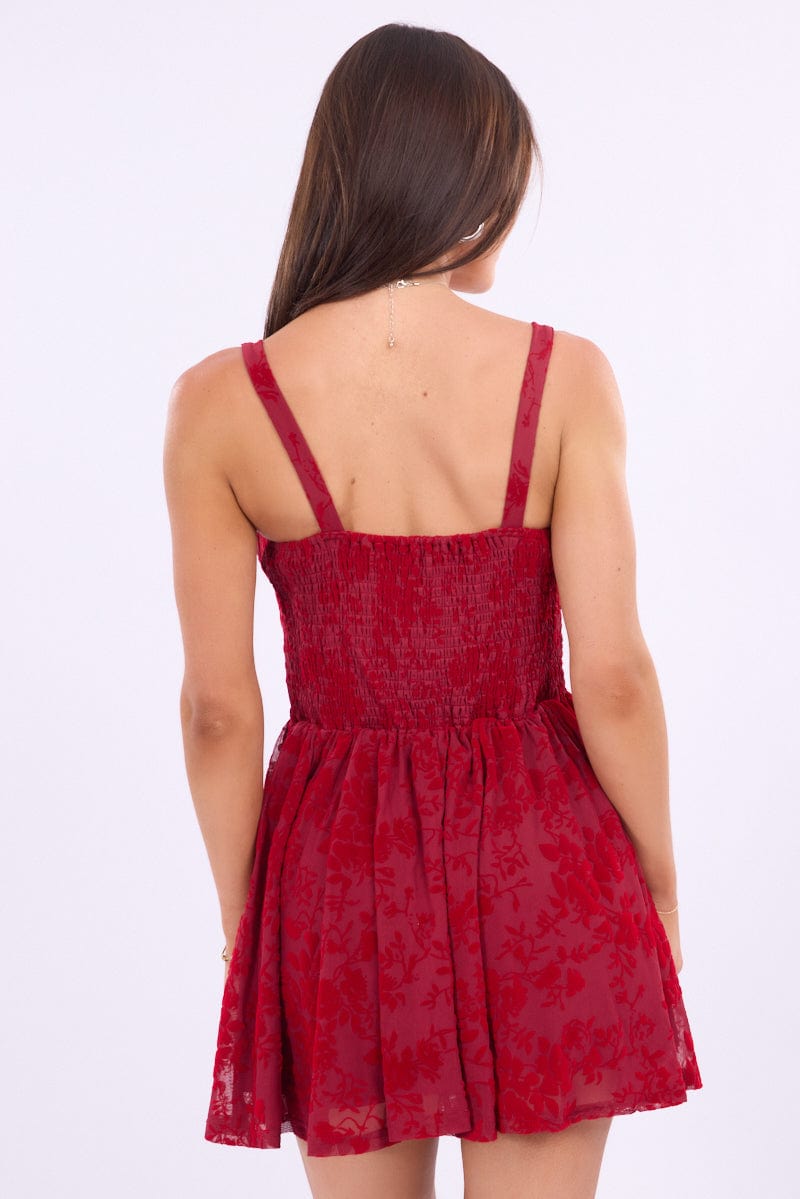 Red Mini Dress Burn Out